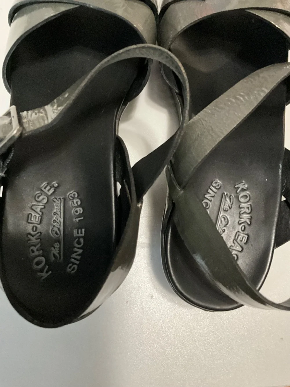 Grey Pattened Kork-Ease Sandals Size 9